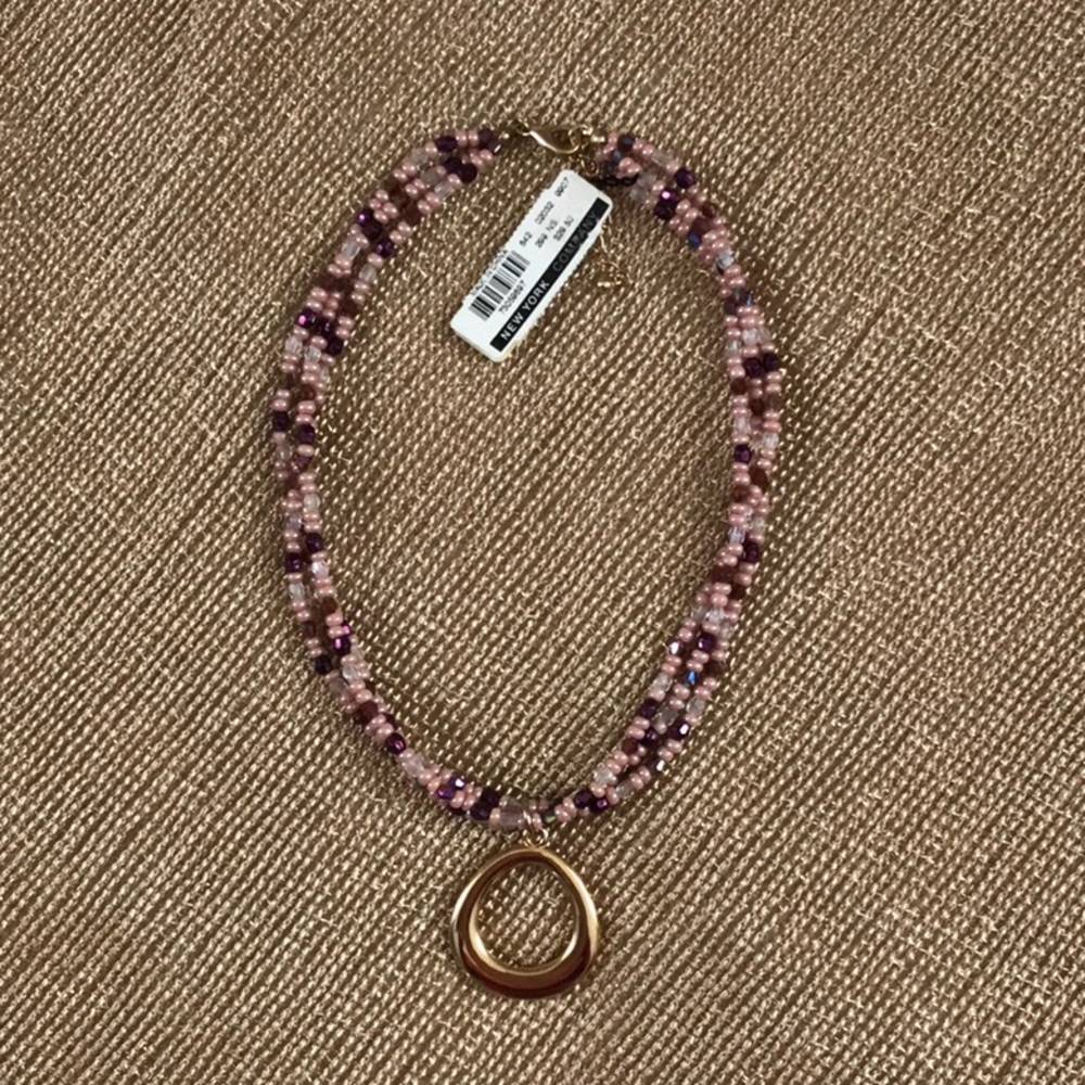 Bead Choker Necklace w/Gold Pendant, from NY & Co